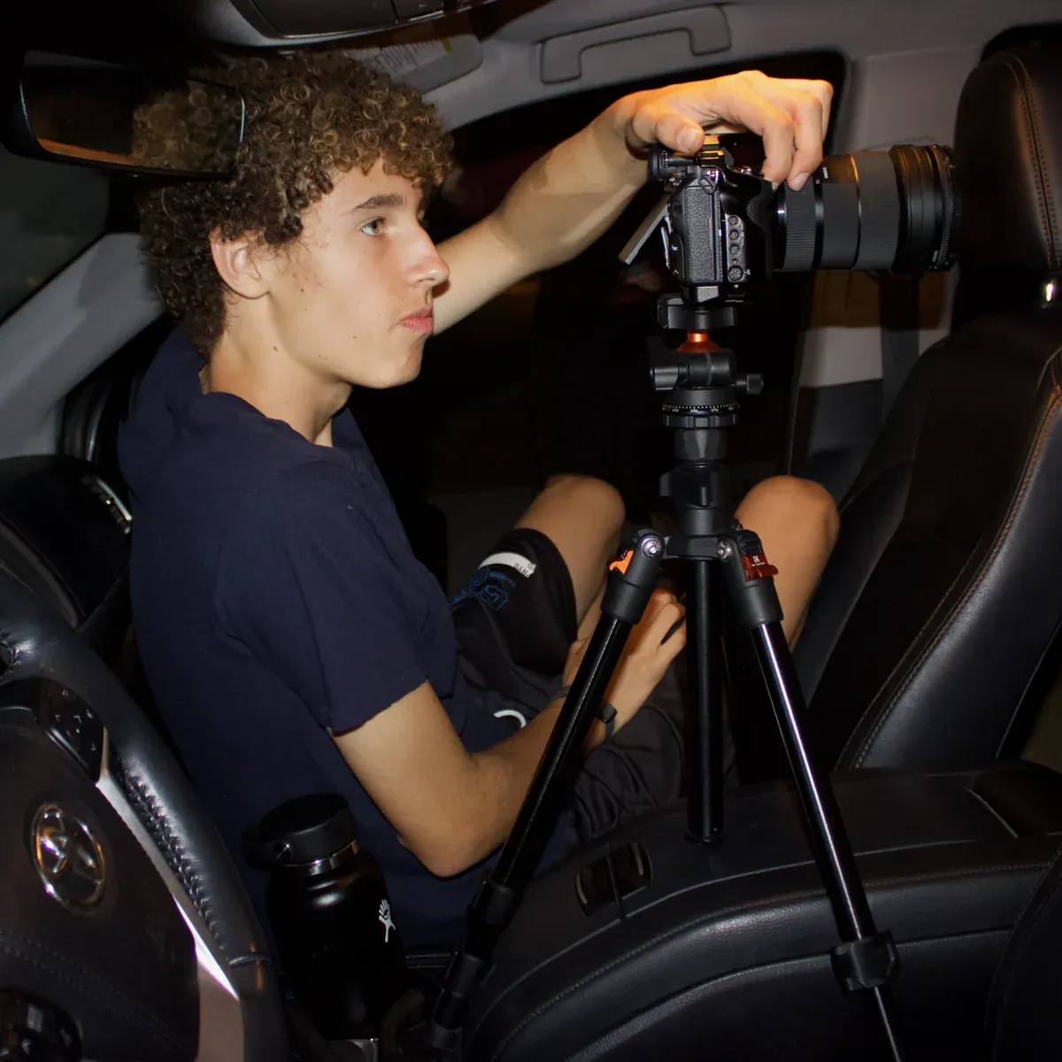 Devin Schlatter on set